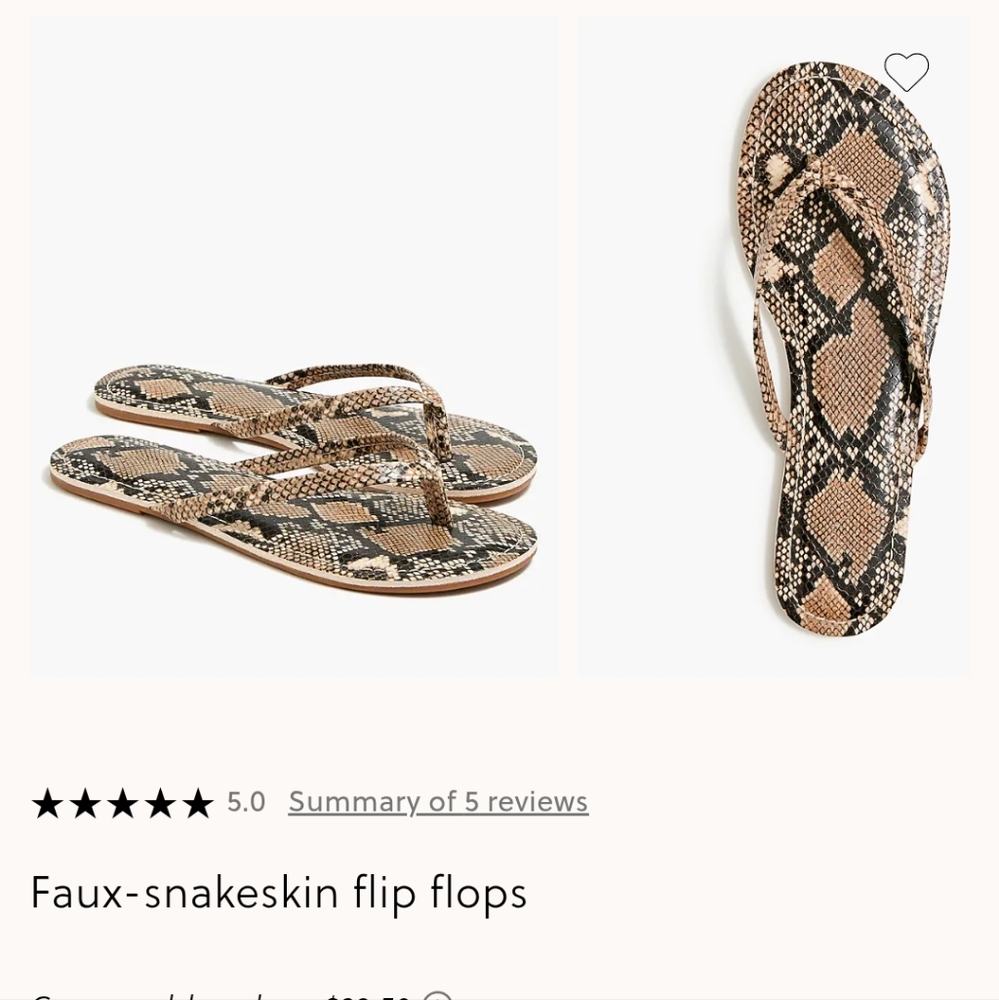 J. Crew Black and Tan Snakeskin Sandals